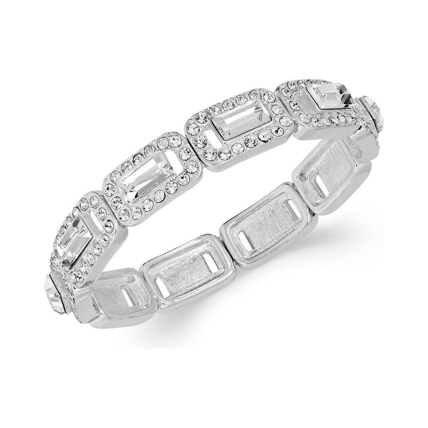 Silver-Tone Crystal Baguette Stretch Bracelet - Brandat Outlet, Women's Handbags Outlet ,Handbags Online Outlet | Brands Outlet | Brandat Outlet | Designer Handbags Online |