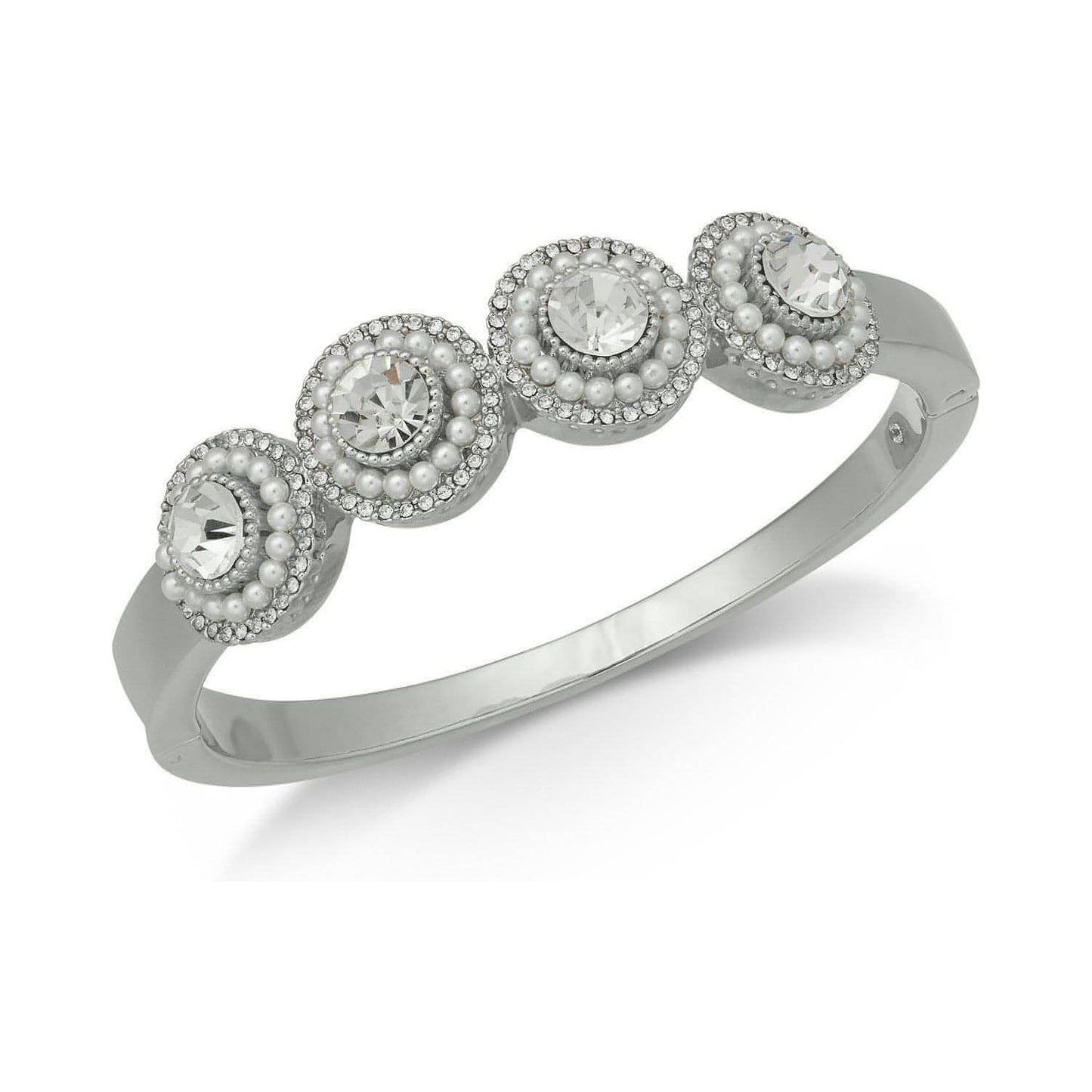 Silver-Tone Crystal & Imitation Pearl Cluster Bangle Bracelet - Brandat Outlet, Women's Handbags Outlet ,Handbags Online Outlet | Brands Outlet | Brandat Outlet | Designer Handbags Online |