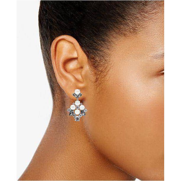 Silver-Tone Imitation Pearl & Crystal Drop Earrings - Brandat Outlet, Women's Handbags Outlet ,Handbags Online Outlet | Brands Outlet | Brandat Outlet | Designer Handbags Online |
