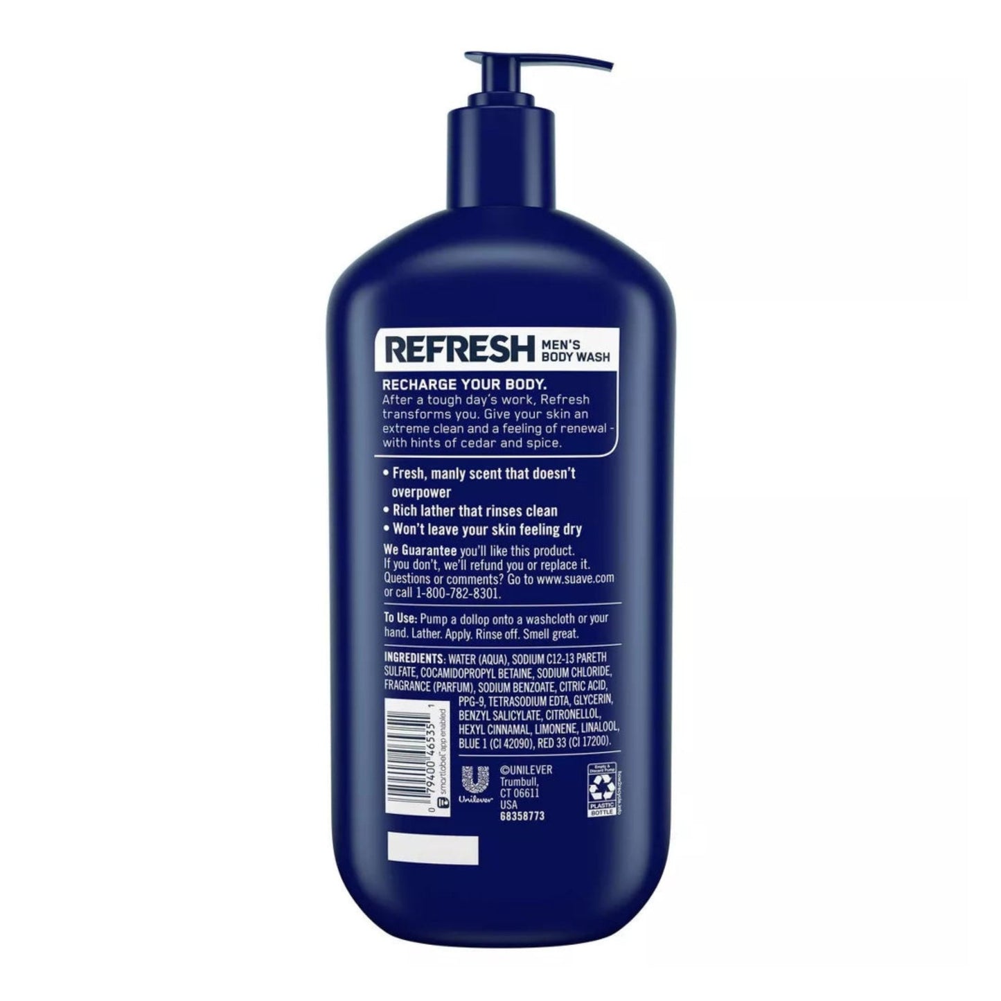 Suave Men's Refresh Hydrating Body Wash Pump (946mL)