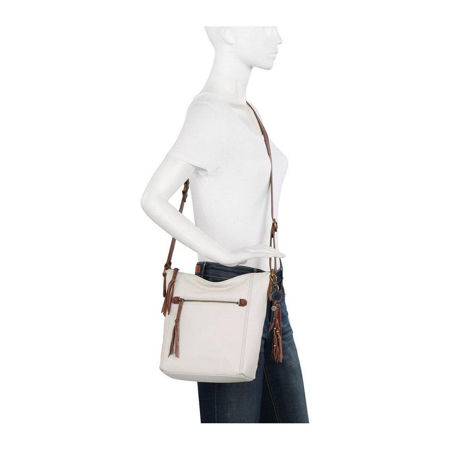 The Sak Ashland Leather Crossbody (Stone/Gold) - Brandat Outlet, Women's Handbags Outlet ,Handbags Online Outlet | Brands Outlet | Brandat Outlet | Designer Handbags Online |