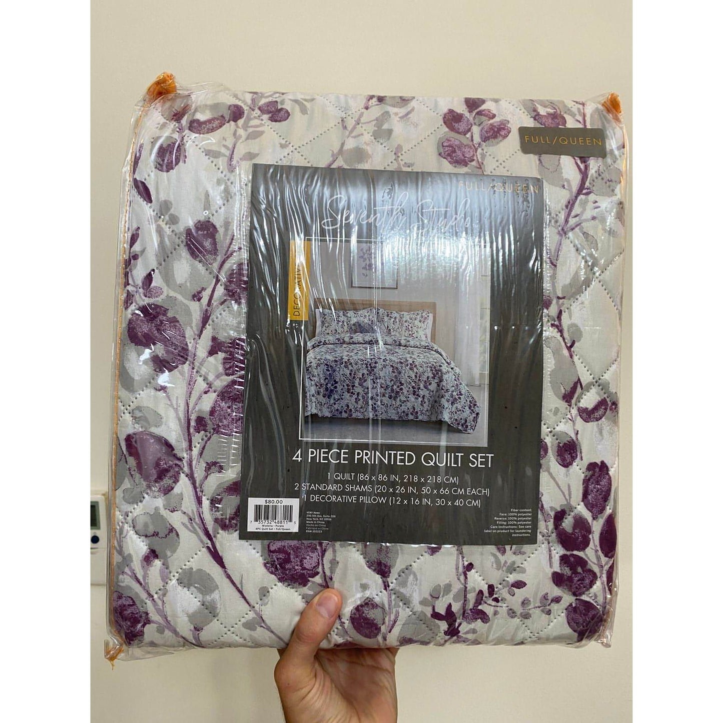 VCNY Home Wisteria 4pc Quilt Set Full/Queen, Purple - Brandat Outlet
