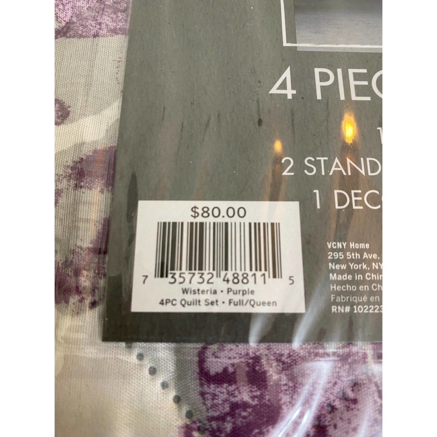 VCNY Home Wisteria 4pc Quilt Set Full/Queen, Purple - Brandat Outlet