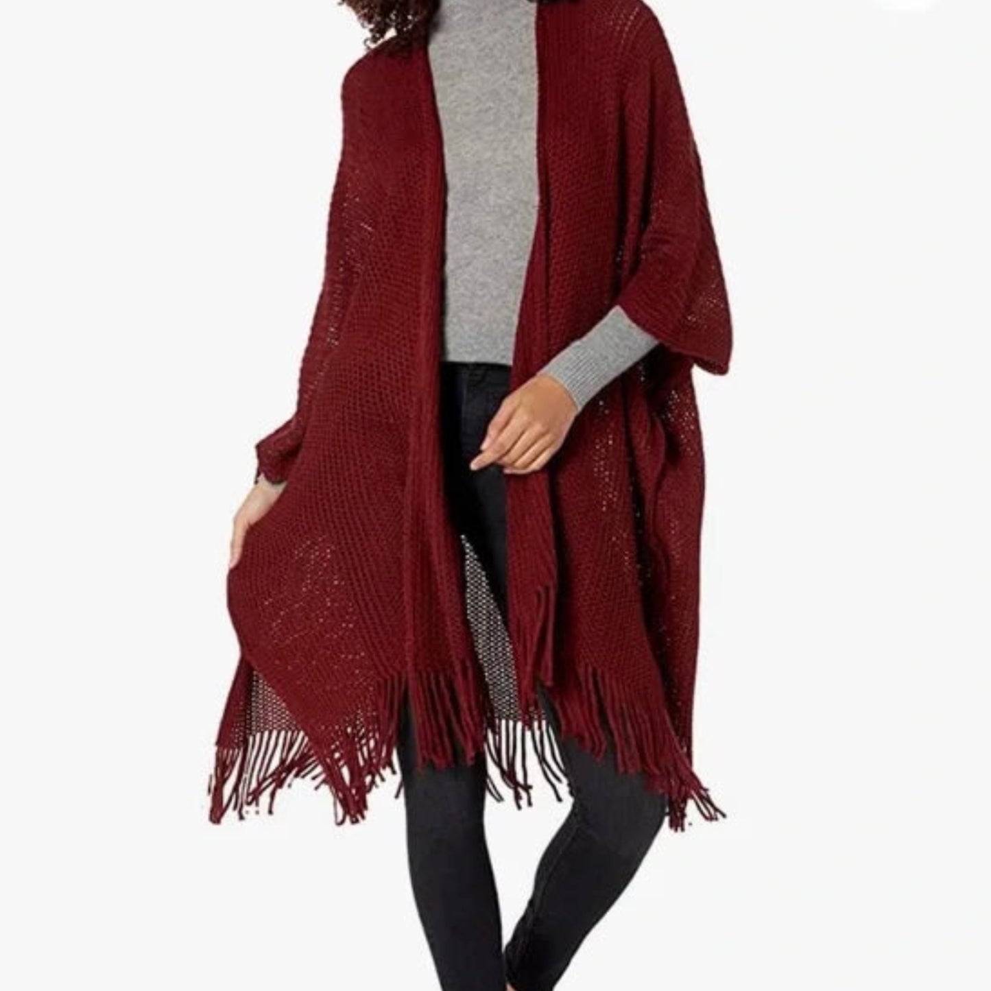 Steve Madden-Womens Steve Madden Open Weave Knit Ruana - Brandat Outlet
