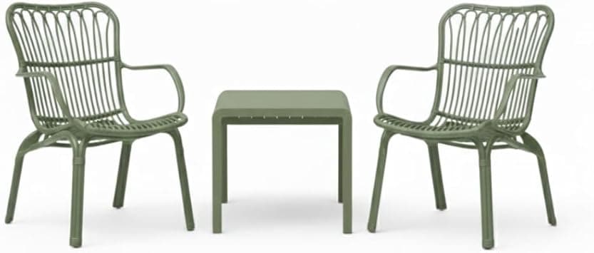 3-Piece Outdoor Bistro Set – Contemporary Fiberglass-Reinforced Chairs with Matching Coffee Table – Weather-Resistant Patio & Balcony Seating (Green) - Amazon.ae Price Tracker