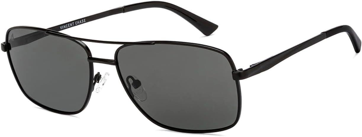 Vincent Chase By Lenskart | Black Gray Full Rim Rectangular | The Metal Edit | Branded Latest and Stylish Sunglasses | Polarized and 100% UV Protection (UV 400) | Men & Women | Large | VC S10802 - Amazon.ae Price Tracker