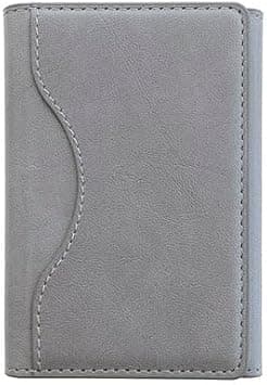 Leather Trifold Card Holder with Magnetic Closure, 6 Slots, ID Window, Photo Window, Unisex (Grey) - Amazon.ae Price Tracker