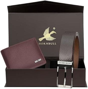 HORNBULL Mens Combo Wallet and Belt | Gift Set for Men | Gift Hamper for Boys | Wallets Men Leather BW 69117 (Brown) - Amazon.ae Price Tracker