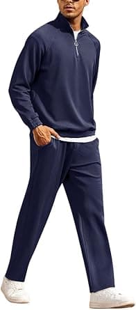 COOFANDY Men's Tracksuit 2 Piece Relaxed Fit Half-zip Sweatsuits Athletic Running Jogging Suit Sets - Amazon.ae Price Tracker