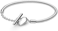 Heart T-Bar Closure Snake Chain Pandora Moments Bracelet - Sterling Silver Charm Bracelet for Women - Compatible Moments Charms - Gift for Her - 19 cm Mother's day Jewelry, BR-2005 - Amazon.ae Price Tracker