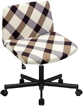 Highdi Armless Wide Office Desk Chair Cover, Printed Fabrics, Adjustable Swivel Wide Seat Chair Cover for Dressing Table and Ergonomic (Khaki Plaid, 1 Piece) - Amazon.ae Price Tracker