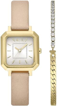 Armani Exchange AX7172SET Leila Quartz Analog Wrist Watch Set for Women, 27 mm Case Size, Cream/Nude - Amazon.ae Price Tracker