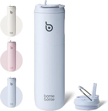 BOTTLE BOTTLE Insulated Water Bottle 24oz with Straw Lid and Handle for Sports Travel Gym Stainless Steel Water Bottles Double-Wall Vacuum Metal Bottles Leak Proof BPA-Free (baby blue) - Amazon.ae Price Tracker
