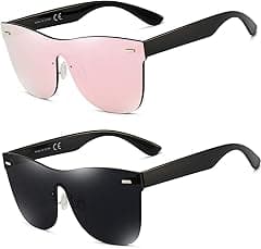 Dollger Trendy Mirrored Sunglasses for women men Rimless one piece colored lens reflective cool sunglasses - Amazon.ae Price Tracker