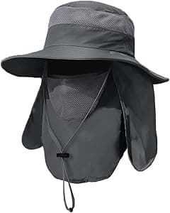 Men Fishing Hat with Face Neck Flap, Outdoor Wide Brim UPF 50+ Sun Protection Cap for Hiking, Garden - Amazon.ae Price Tracker