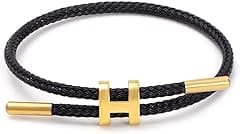 Bracelets Fashion for Women Adjustable Bracelet, Gold-plated Buckle Design Titanium Steel Wire Rope Jewelry - Amazon.ae Price Tracker