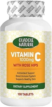 Oladole Natural Vitamin C With Rose Hips- 1000mg (100 Tablets) | Immune Support, Powerful Antioxidant, Boosts Collagen Production, Supports Healthy Skin, Energy & Heart Health | Non- GMO, Gluten Free - Amazon.ae Price Tracker