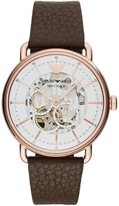 Emporio Armani Men's Multifunction Dress Watch with Leather Band, Brown Automatic, Automatic Watch - Amazon.ae Price Tracker