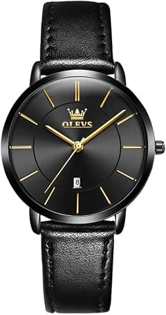 OLEVS Women Watches Ultra Thin 6.5mm Minimalist Dress Fashion Leather Strap Quartz Waterproof Casual Women Wrist Watch - Amazon.ae Price Tracker