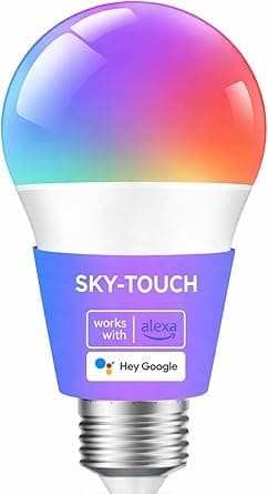 SKY-TOUCH 1Pcs Smart Led Bulb with Alexa WiFi, Google Assistant Home App, Smart WiFi and Bluetooth E27 Remote RGB Control Color Bulbs, AC 190-24V,50/60HZ,10W,2700k-6500K - Amazon.ae Price Tracker
