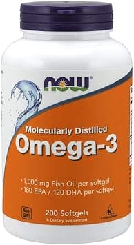Now Foods Omega-3 1000mg Fish Oil | Molecularly Distilled with 180 EPA & 120 DHA for Cardiovascular Support & Heart Health | 200 Softgels - Amazon.ae Price Tracker