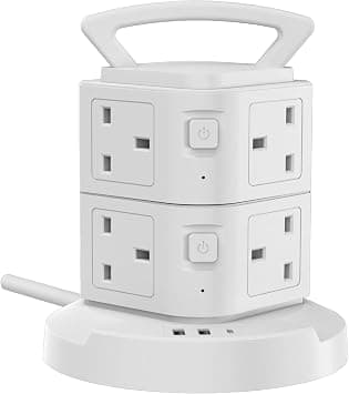 Tower Extension cord with 1 USB-C & 2 USB-A Slots, 8 Way Multi Plug Extender Sockets 3M Lead, Surge Protected Power Strip with Switch for Home, Drom Room, School, Office Supplies - Amazon.ae Price Tracker