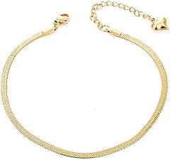 Gold Anklets for Women Waterproof,18K Gold Plated Anklet for Women Snake Chain Link Dainty Ankle Bracelets Summer Beach Jewelry… - Amazon.ae Price Tracker