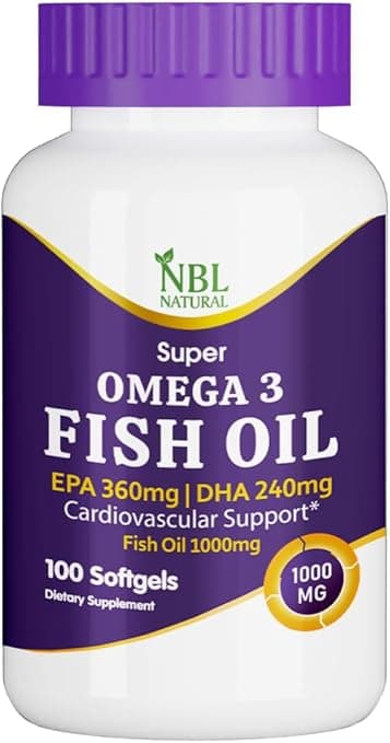 NBL Natural Fish Oil Super Omega 3 1000mg 360 EPA 240 DHA, Cardiovascular Support, 100 Softgels - Amazon.ae Price Tracker
