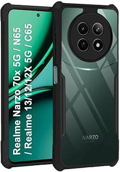 TheGiftKart Crystal Clear Back Cover Case for Realme Narzo 70x 5G / N65 / Realme 12 5G / 12X 5G / C65 5G | 360 Degree Protection | Shock Proof Design | Transparent Back Case (PC & TPU, Black Bumper) - Amazon.ae Price Tracker