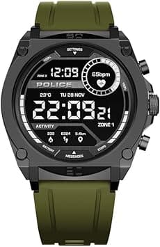 Police My Avatar Men's Alloy Case Black Silicone Strap Smartwatch with Amoled Glass IP68-45mm (Green) - Amazon.ae Price Tracker