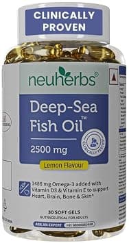 Neuherbs Deep Sea Omega 3 Fish Oil - 30 Softgel for Men and Women | Omega 3 Supplement Triple Strength 2500 Mg | For Muscle, Joints, Heart & Cognitive Support | No Fishy Burps with Lemon Flavour - Amazon.ae Price Tracker