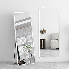 Decorhills Full Length Mirror 147x37cm – Rectangle Full Body Mirror with Foldable Metal Stand, Rounded Corner Floor Mirror with Durable Frame, Standing & Wall Mounted Dressing Mirror (White) - Amazon.ae Price Tracker