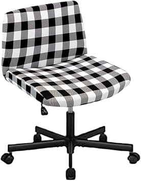 Highdi Armless Wide Office Desk Chair Cover, Printed Fabrics, Adjustable Swivel Wide Seat Chair Cover for Dressing Table and Ergonomic (Black Grid, 1 Piece) - Amazon.ae Price Tracker