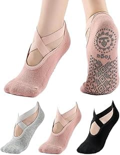 Non-Slip Yoga & Pilates Socks for Women, 3 Pairs Grip Socks with Sticky Bottom, Ideal for Barre, Ballet, Barefoot Workouts, Anti-Skid Socks for Stability & Comfort (Pink, Black, Grey) - Amazon.ae Price Tracker