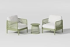 LANNY Set of 3 Pieces Green Patio Sofa Bundle with Tea Table Outdoor Plastic Coach Set Modern Porch Lawn Chairs with Coffee Table for Home and Balcony F8136C2 - Amazon.ae Price Tracker