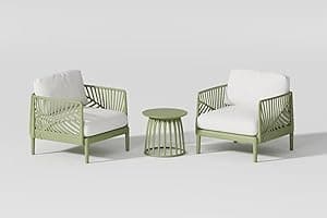 LANNY Set of 3 Pieces Green Patio Sofa Bundle with Tea Table Outdoor Plastic Coach Set Modern Porch Lawn Chairs with Coffee Table for Home and Balcony F8136C2 - Amazon.ae Price Tracker