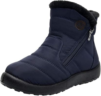 Women Solid Snow Boots Winter Ankle Ladies Flat Bottom Fashion Zipper Short Bootie Waterproof Footwear Warm Shoes - Amazon.ae Price Tracker