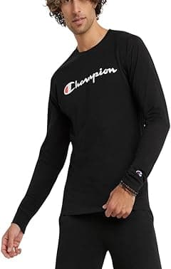 Champion mens Champion Men's Classic Long Sleeve Tee, Screen Print Script T-Shirt - Amazon.ae Price Tracker