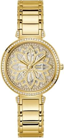 GUESS US Women's Gold-Tone Floral Cut-Through Analog Watch - Amazon.ae Price Tracker
