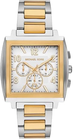 Michael Kors MK9240 Rhys Chronograph Two-Tone Wristwatch for Men, 41 mm Case Size, White/Silver - Amazon.ae Price Tracker