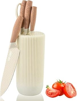 Knife Set, 6-Piece Beige Professional Kitchen Knife Set for Chef, Super Sharp Knife Set with Universal Knife Block, Anti-Rust Stainless Steel Kitchen Knife Block Set, Ergonomical Design (Beige) - Amazon.ae Price Tracker
