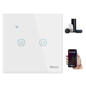 Makayuron WiFi Smart Wall Light Switch Touch Switches No Neutral Wire Required Compatible with Alexa and Google Home APP Remote Control Touch Switch, Voice Control, No Hub Required (White 2 Gang) - Amazon.ae Price Tracker