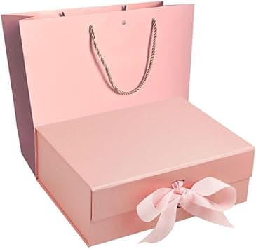 ILLYS Luxury Gift Box 25 * 22 * 9cm with Lid for Presents with Ribbon and Magnetic Closure for New Year Wedding Eid Birthday Groomsman Father's Day Presents Display and Packging (Pink 01) - Amazon.ae Price Tracker