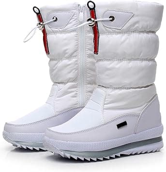 Snow Boots Womens, Winter Warm Plush Lined Ankle Wellies Waterproof Anti-Slip Hiking Flat Rubber Grip Sole Classic Short Boots for Outdoor Hiking Ski Holidays Snowboard,White,38 EU - Amazon.ae Price Tracker