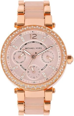 Michael Kors Women's Mini Parker Two Tone Watch MK6110, Rose Gold/Blush, Mini Parker, MK6110 - Amazon.ae Price Tracker