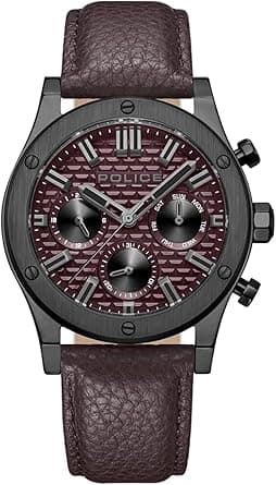 POLICE - Polysh Watch For Men Burgundy Brown Leather Strap - PEWJF0006203 - Amazon.ae Price Tracker