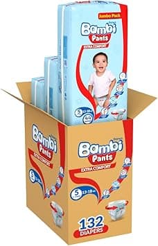 Sanita Bambi Disposable Diaper Pants 132-Pieces, Size 5 - Amazon.ae Price Tracker