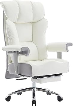 Efomao Big and Tall Executive Office Chair 450lbs - 22.6" Wide Seat & 5.9" Thick Cushion - Heavy Duty High Back PU Leather Computer Chair with Footrest, Adjustable Armrests, Lumbar Support - White - Amazon.ae Price Tracker