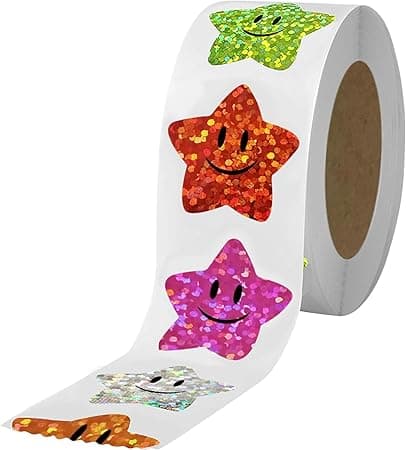 JRONGHE 700Pcs Star Stickers,Smiley face Star Stickers for Kids Reward 1inch 8 Colored Sparkly Foil Star Stickers for Behavior Chart,Student Planner and School Classroom Teacher Supplies - Amazon.ae Price Tracker