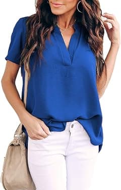 Allimy womens Casual Split V Neckline Blouses Soft - Amazon.ae Price Tracker